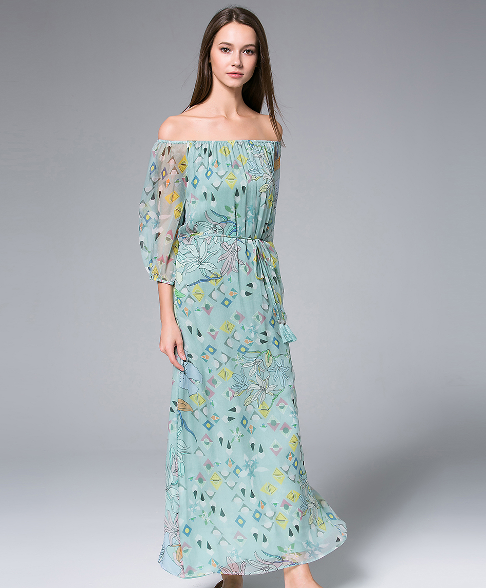 Dress - Floral-Print silk crinkle maxi dress